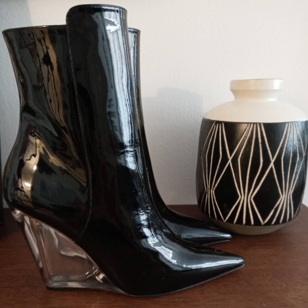 Stuart Weitzman Women's Black 'Lucite' Heeled Ankle Boots-Sold Out Everywhere!